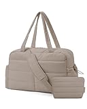 bagsmart Reisetasche Sporttasche Damen, 31L Wasserabweisend Puffer Handgepäck Tasche Weekender Bag Gesteppt Laptop-Handgepäck mit Kosmetiktasche, Kliniktasche Geburt für Gym, Fitness, Arbeit, Kamel