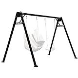 Potenza Kinderschaukel Verzinktes Schaukelgestell Metall Doppelschaukel für Kinder und Hängematte Gartenschaukel bis 200 kg belastbar Schaukelgerüst 250x207 cm (Basic Schwarz)