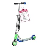HUDORA BigWheel 125 Scooter - Sicherer & hochwertiger Aluminium-Roller für Kinder - Höhenverstellbarer & zusammenklappbarer Cityroller für bis zu 100kg - Stabiler Tretroller mit Tragegurt