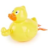 Bieco Aufziehspielzeug Ente zum Baden | Badespielzeug Baby ab 1 Jahr | Wasserspielzeug Baby Ente | Süßes Enten Badewannen Spielzeug zum Aufziehen | Gelbe Ente als Planschbecken Spielzeug | Badetiere