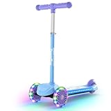 BremToy Roller Kinder 3 Jahre, Kinder Roller mit Leuchtendem Deck und PU-LED-Rädern, 4-Stufig Höhenverstellbarer, Reaktionsschnelles Bremsen, leicht, Kinderroller für von 3–8 Jahren
