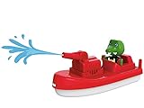 AquaPlay - FireBoat - Zubehör für AquaPlay Wasserbahnen oder für die Badewanne, Feuerwehr Boot mit Sven dem Krokodil, Wasserspritzfunktion, für Kinder ab 3 Jahren