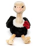 Uni-Toys - 'Blumen-Strauß - Vogel Strauß mit roter Rose - 28 cm (Höhe) - Plüschtier, Kuscheltier
