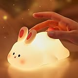 SAMALICAR Silikon Hase Nachtlicht Kinder - LED Baby Nachtlampe mit USB Aufladbar Squishy Touch Dimmbar Timer Cute Bunny Lampe für Mädchen Junge Geschenk kinderzimmer Dekoration