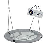 HUDORA Nestschaukel 90 - grau Kunststoff-Nestschaukel für bis zu 100kg - Hängeschaukel mit 90cm Durchmesser für drinnen & draußen - Höhenverstellbare Familienschaukel für Kinder & Erwachsene