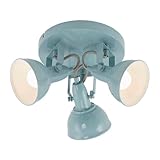 Briloner Leuchten Deckenleuchte, Deckenlampe mit 3 dreh-und schwenkbaren Spots im retro / vintage Design, Fassung: E14 max. 40 Watt, Metall, Maße: 21x15.6 cm, Farbe: mint weiß