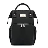 CALIYO Wickelrucksack groß Luxus Ausführung Baby Wickeltasche mit Wickelunterlage Windeltasche multifunktional Schulrucksack Reiserucksack für Unterwegs unisex Damen und Herren (Schwarz-2)