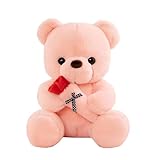 KbouZgxa Teddybär Mit Rose, Teddy Bär Kuscheltier, Rosen Teddy,Geschenk Für Freundin, Valentinstag, Geburtstag, Weihnachten, Schlafbegleiter Und Emotionale Unterstützung
