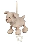 Sterntaler Spieluhr S Hund Lucky - Baby Spieluhr aus extra weichem Stoff - Kuscheltier Baby zum Anbinden - Einschlafhilfe wirkt beruhigend zuhause & unterwegs, graubeige