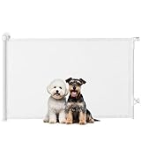 PawHut Treppenschutzgitter Türschutzgitter Ausziehbar 0-140 cm Schutzgitter mit Einhandbedienung Treppenschutzrollo für Haustiere Absperrgitter für Treppen Türen Innen- und Außenbereich Weiß