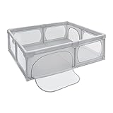 Moby-System Laufstall Baby Faltbar & Laufgitter, Aktivitätszentrum mit Rutschfester Basis - Wasserdichtes 210D PVC, Transporttasche, 200x140cm - Spielbereich für Kinder