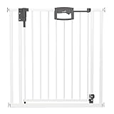Geuther Türschutzgitter Easylock Plus | Treppenschutzgitter ohne Bohren Breite 80,5-55,5 cm | Türgitter Baby Holz-Metall | Kinderschutzgitter beidseitig öffnend | Kindersicherung Tür | Weiß