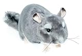 tachi Kuscheltier, Plüschtier Chinchilla grau weiß, Stofftier liegend 24 cm