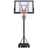 Yohood Basketballkorb Outdoor, Verstellbare Korbhöhe von 135 bis 305 cm, Basketballständer mit 111x72cm Rückwand, für Kinder Jugendliche Erwachsene im Hinterhof/Auffahrt/Innenbereich