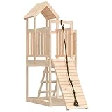 vidaXL Spielturm, Klettergerüst mit Kletterwand, Kinder Kletterturm mit Holzdach, Spiel-Zubehör für Garten, Holz Spielplatz Spielhaus, Massivholz Kiefer