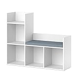 Vicco Kindersitzbank Luigi, Spielzeugregal mit Sitzbank, Weiß, 107.2 x 88.6 cm