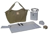 LÄSSIG Baby Wickeltasche Zwillinge Zwillingswickeltasche Babytasche Kliniktasche Wickelrucksack inkl. Wickelzubehör/Green Label Twin Bag Triangle olive