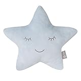 roba Kuschelkissen in Stern Form - roba Style - Flauschiges Deko Kissen für Baby & Kinderzimmer - für Mädchen & Jungen - Hellblau, 1 Stück (1er Pack)