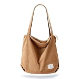 KALIDI cord Tasche Damen Umhängetasche mit Reißverschluss,Groß Shopper Tasche Tote Bag Handtasche Schultertaschen für Arbeit Büro Reisen Einkaufen Schule und Alltag
