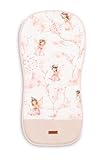 SENSILLO - Sitzauflage für Buggy Kinderwagen - Einlage aus Musselin & Baumwolle, Universale Größe - Zweiseitige Einlage mit wasserdichter Fußstütze - 80 x 40 cm - Feen, Rosa