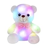SVCEQZE LED Stofftier - Weißer Kuscheliger - Plüschbär,Für Mädchen Zuhause Wohnzimmer Kinderzimmer Reisen