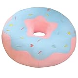 KUKUShining Donut Plüsch Kissen, Rundes Kopfkissen Weiches Zierkissen Donut Sitzkissen Dekokissen Plüschtier Kuscheltier Für Autositze Stühle Sofas(Blue,58cm/22.8in)