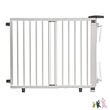 Geuther 2735+ schwenkbares Treppenschutzgitter Passung: 95 cm - 135 cm TÜV/GS zertifiziert zum Klemmen und Bohren hohes Babygitter stufenlos einstellbar Sicherheitsverschluss Weiß