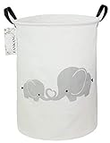 FANKANG Wäschekorb für Kinderzimmer Leinen faltbar groß Aufbewahrungskörbe für Kinderspielzeug Kinderzimmer Zuhause Geschenkkorb (Gray Love Elephant)