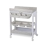 Bebeconfort Wickelkommode & Badewanne Dolphy, mobiler 2-in-1 Wickel- & Badewagen für Babys, mit integrierter Badewanne und viel Stauraum, Warm Grey