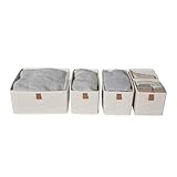 LOVE IT STORE IT Premium Aufbewahrungskorb 5-teilig - Schrank Organizer aus Leinen-Baumwoll-Mix - Verstärkt mit Karton - Beige - 5 Boxen in 3 Größen