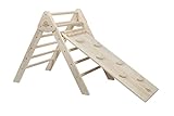 PRODIGYZ Kletterdreieck und Rutsche | massives Holz | Klettergerüst Kinder || Kleinkinderrutsche für Indoor | Pikler Triangle Montessori | Naturholz