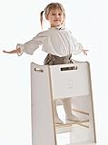 Lernturm Für Kinder [ab 1 Jahr] Lernstuhl Kleinkind-Turm & Holz Tritthocker - Küchenhilfe für Kleinkinder Montessori, Höhe: 85 cm, Breite:41 cm, Kinder Lernen einfach zu montieren, Stylisch Kippschutz