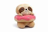 Generisch Plüsch Faultier 23 cm – Süsses Stofftier mit Donut – Weiches Kuscheltier für Kinder & Erwachsene – Geschenk zum Geburtstag & Weihnachten
