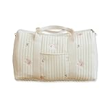 SONARIN Große Kapazität Stickerei Baby Wickeltasche,Leichte Reisetasche Handgepäck Wickel Umhängetasche Tragetasche Henkeltaschen Babytasche mit Schulterriemen(Häschen)