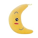 Mond Plüschtier Kissen, LED Leuchtend Plüschtier Kissen Kinderzimmer Dekokissen Mädchen Mond Glühend Star Plüsch Kissen Gefüllte Stofftiere Weich Zierkissen Plüsch Spielzeug für Kinder-38cmx15cm