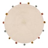 Atmosphera - Kinderteppich - Baumwolle und Pompons - beige - D90 cm - Beige