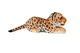Tikwisdom Liegende Gepardenpuppe, Plüschtier - Plüschtier Leopard, Plüschtier Katze, für Dschungelthema, Dekoration, Kuscheln, Geschenke für Jungen und Mädchen, (Gelb 25cm)