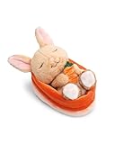 NICI Kuscheltier Hase mit Karotte 12cm schlafend im Körbchen - braun - Stofftier aus weichem Plüsch, niedliches Plüschtier zum Kuscheln und Spielen, für Kinder & Erwachsene - 61584