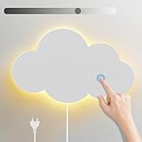 LED Wandleuchte mit Touch Schalter Kinder Dimmbar Nachtlicht Innen Warmweiß Wandlampe mit Stecker Modern Junge Mädchen Nachttischlampe für Babyzimmer Schlafzimmer Wohnzimmer Wolken Wandbeleuchtung