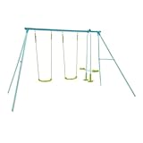TP Dreifach-Schaukel-Set mit Gleiter, Verstellbarer Metallschaukelständer mit Schaukeln, Flexible Schaukel mit Geschirrskulpten, robuster Metallrahmen, Gleiter, Hinterhof, Outdoor-Spielset, ab 6