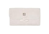 Jollein Wickelunterlage Cloudy Rib – Oatmeal – Mit Fächern & Schleife – Weich & Abwischbar – Tragbare Wickelauflage Ideal für Unterwegs – 71x50 cm