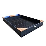 AXI Kelly Sandkasten aus Holz mit Sitzbank, Sitzecken & Behältern für z.B. Wasser | Sandbox für Kinder in Anthrazit & Braun | 180 x 115 cm