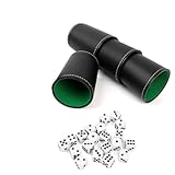 Nzoike Würfelbecher Set, 4 Lederbecher mit 20 Würfeln, Stapelbar, Schwarz, Gesellschaftsspiel für Bar und Casual Games Bar Spielzubehör
