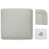 Wickelauflagenbezug 100% Baumwolle Musselin Bezug für Wickelauflage 85x75 und 75x75 cm – weicher Wickeauflagenüberzug, atmungsaktiv & waschbar Sterne grau GRAU STERNE