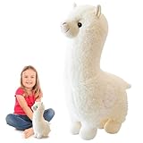 LOMUG Alpaka Kuscheltier,Stand Alpaka Plüschtier,süße weiche kuschel alpaka,Puppe,waschbar,Lama Stofftier Geschenk für Mädchen Jungen,Weihnachten ung Geburtstagsgeschenke für Kinder (28cm, Weiß)