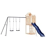 vidaXL Spielturm, Klettergerüst mit Rutsche Schaukel, Kinder Kletterturm mit Sandkasten, Spiel-Zubehör für Garten, Spielgeräte Spielplatz, Massivholz Kiefer