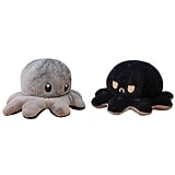 KUNSTIFY Plüschtier Oktopus Stimmungs Oktopus Kuscheltier Octopus plüschtier für Mädchen, für Frauen, für Kinder und die Ihre Laune ausdrücken wollen Geschenk für Freundin (grau/schwarz)