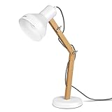 Tomons Schreibtischlampe LED mit schwenkbaren Holzarmen, Designer-Tischlampe, Leselampe, Studierlampe, Arbeitslampe, Bürolampe, Nachttischlampe, LED-Birnen-Lampe - Weiß
