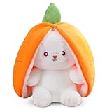 Zaloife Hase Plüschtier Verstecken Gelb, Plush Hasen Karotten 24cm, Stofftier Plüsch Hasen Versteckspiel, Kuscheltier Osterhase Puppe Geschenk für Kinder