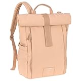 LÄSSIG Baby Wickelrucksack Wickeltasche Rucksack mit Wickelunterlage, Kinderwagenbefestigung, Flaschenhalter nachhaltig produziert/GRE Rolltop Up Backpack peach rose